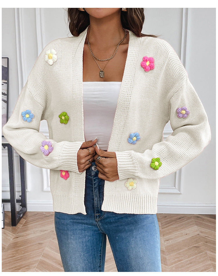 Flower Sweet Knitted Cardigan Sweater Coat