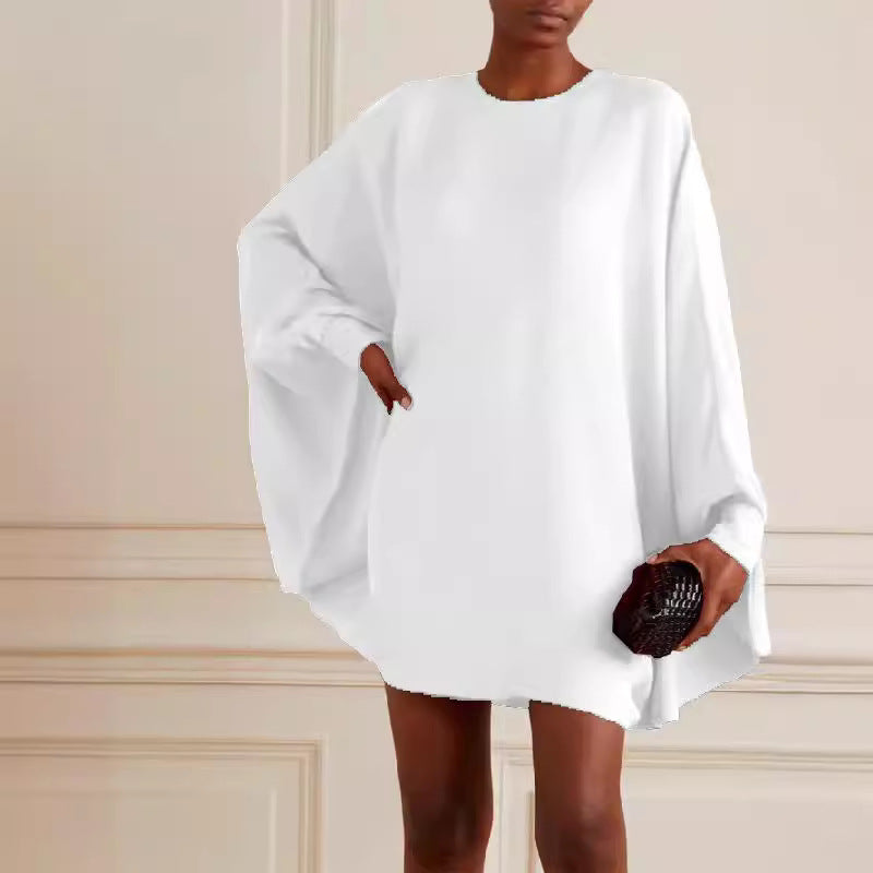 Long Sleeve Color Round Neck Mini Dress