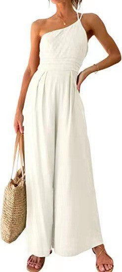 Loose Wide-leg Cotton And Linen Jumpsuit