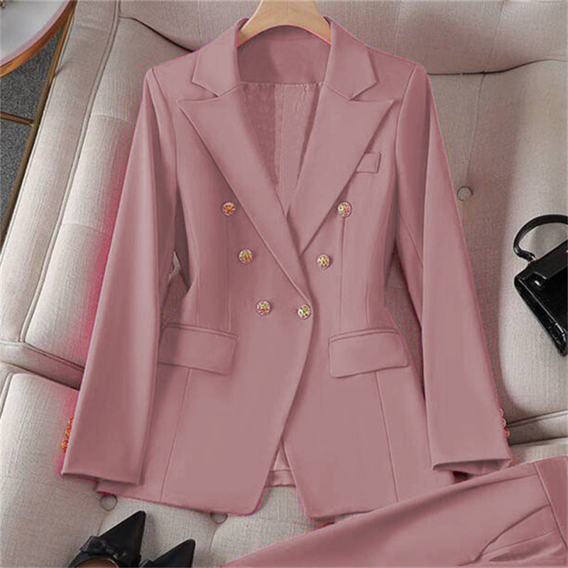 Small Suit Retro Jacket Slim Fit Fashionable Women's Casual Design Top Trousers Suit