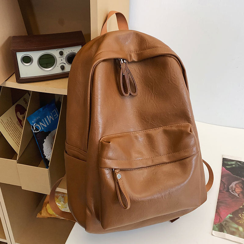 Forest-inspired Minimalist Large-capacity Soft-leather Backpack