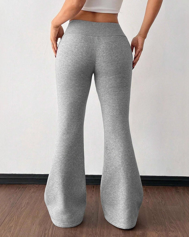 Padded Fleece Trousers High Waist Pure Color Sweatpants