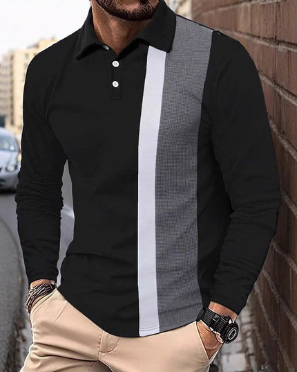 Men's Button Casual Slim Lapel 3D Printed Long Sleeve