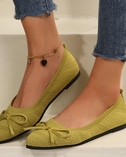 Bow Knitted Loafers Ins Fashion Pointed-toed Flats Shoes For Women