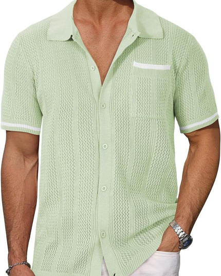 Short-sleeved Shirt Pocket Hollow Breathable Cool Summer Men's Casual Jacket Cardigan