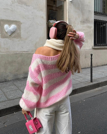 Loose Striped Pullover Sweater