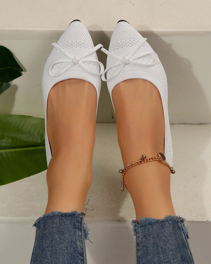 Bow Knitted Loafers Ins Fashion Pointed-toed Flats Shoes For Women
