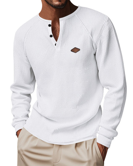 Waffle Buckle Quick-drying Raglan Henry Long Sleeve