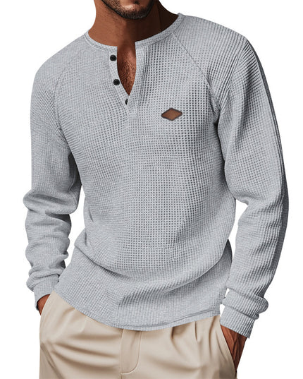 Waffle Buckle Quick-drying Raglan Henry Long Sleeve
