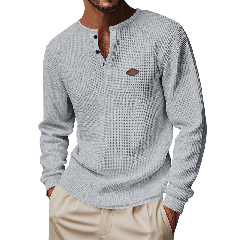 Waffle Buckle Quick-drying Raglan Henry Long Sleeve