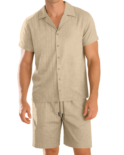 Mens Commuter Casual Button-Down Short-Sleeve Shirt Set