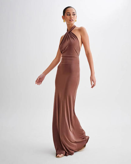 Bodycon Halter Dress Backless Shape Fit Maxi Dress