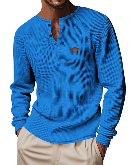 Waffle Buckle Quick-drying Raglan Henry Long Sleeve