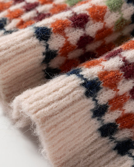 Multicolour Dotty Striped Pattern Knit Drop Shoulder Sweater