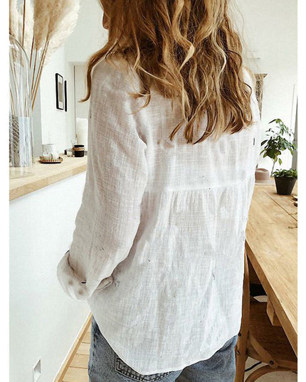 Women's Linen Long Sleeve Shirt Button up Top