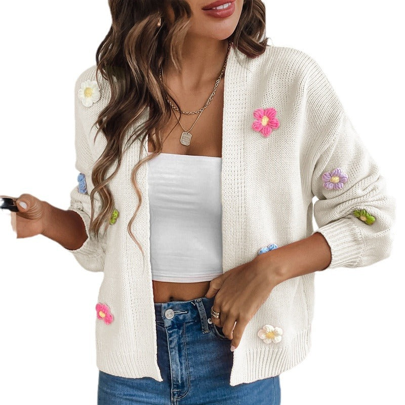 Flower Sweet Knitted Cardigan Sweater Coat