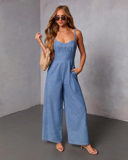 Solid-color Casual Workwear Jumpsuit For Women
