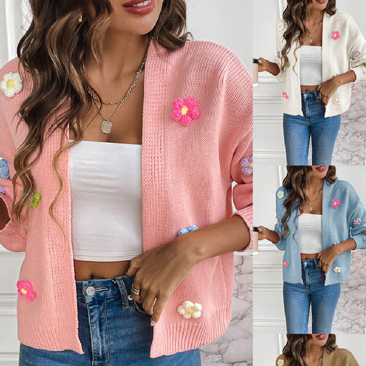 Flower Sweet Knitted Cardigan Sweater Coat