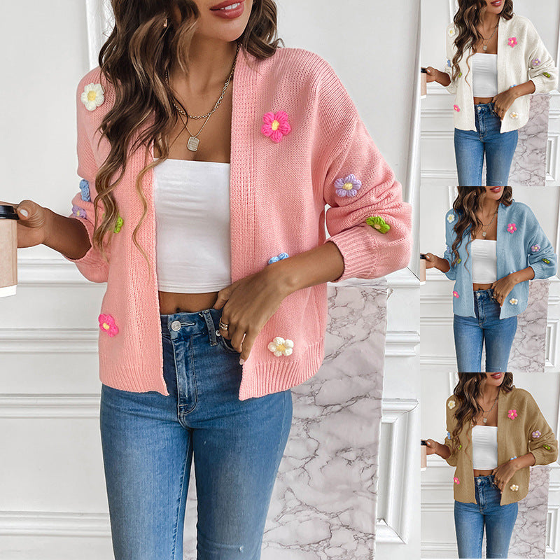 Flower Sweet Knitted Cardigan Sweater Coat