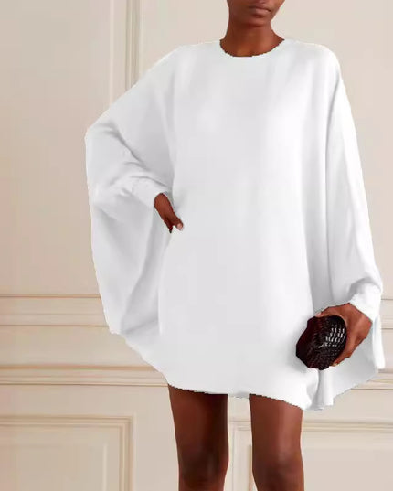 Long Sleeve Color Round Neck Mini Dress