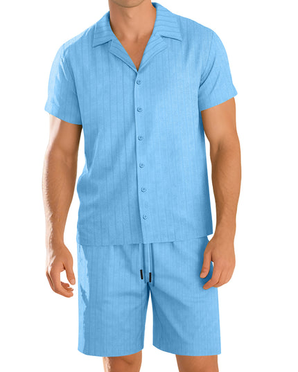 Mens Commuter Casual Button-Down Short-Sleeve Shirt Set