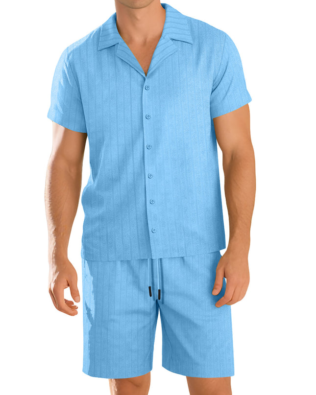 Mens Commuter Casual Button-Down Short-Sleeve Shirt Set