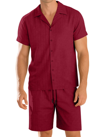 Mens Commuter Casual Button-Down Short-Sleeve Shirt Set