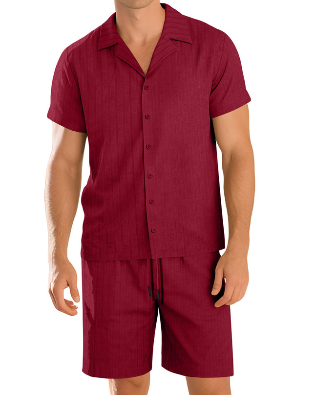 Mens Commuter Casual Button-Down Short-Sleeve Shirt Set