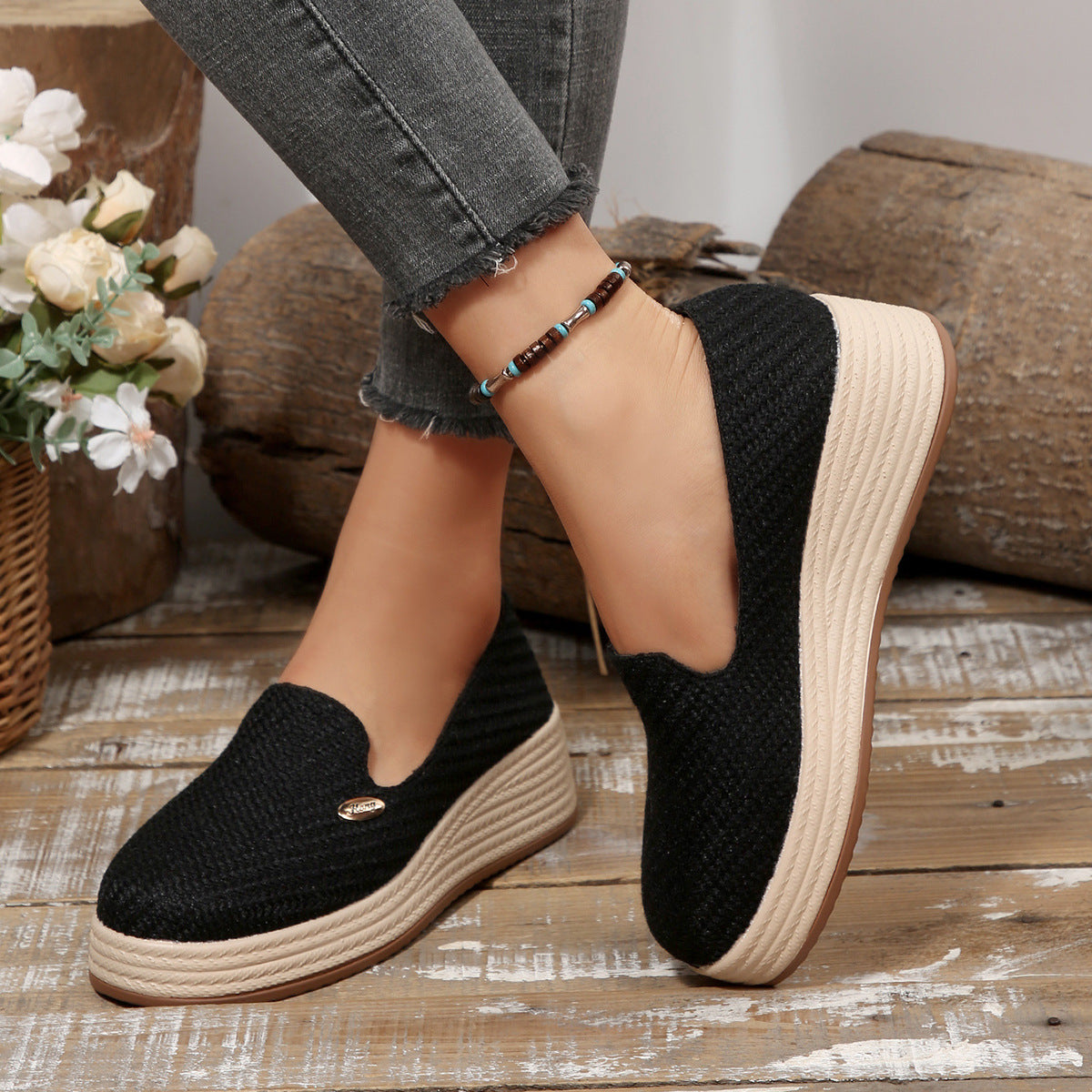 Women's Canvas Thick-soled Wedge Shoes