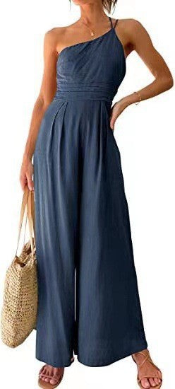 Loose Wide-leg Cotton And Linen Jumpsuit