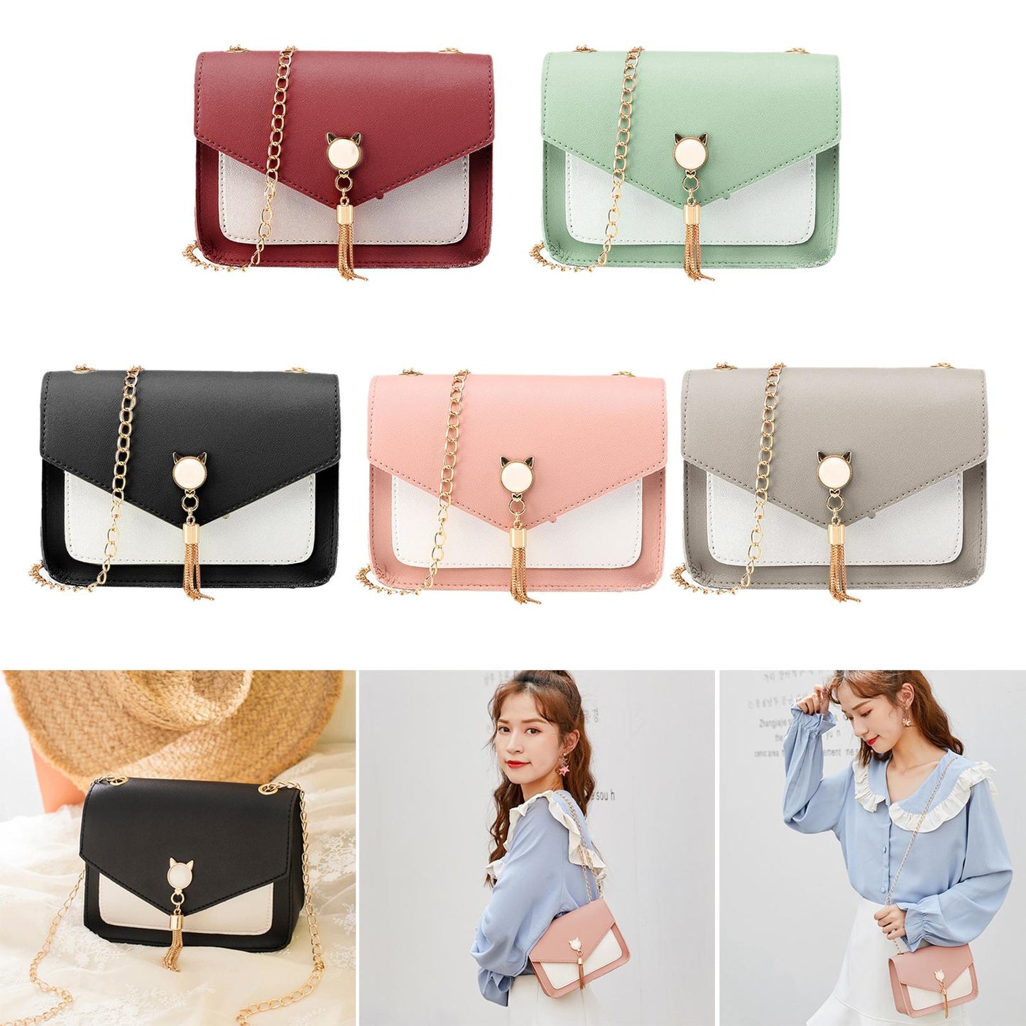 Small Messenger Handbag with Magnetic Snap Flap