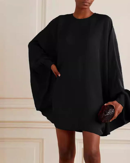 Long Sleeve Color Round Neck Mini Dress