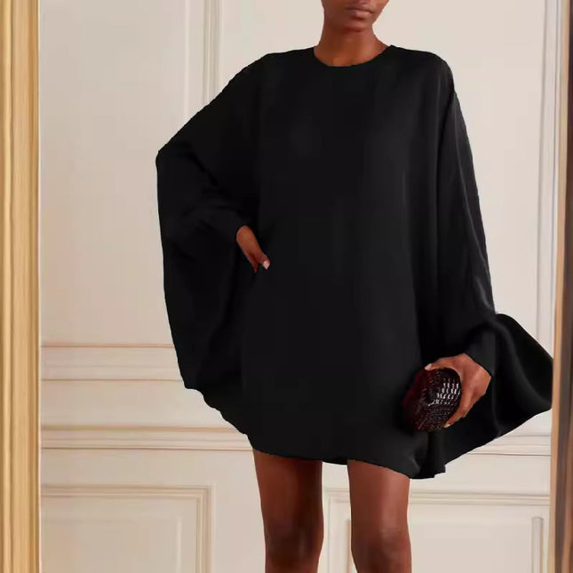 Long Sleeve Color Round Neck Mini Dress