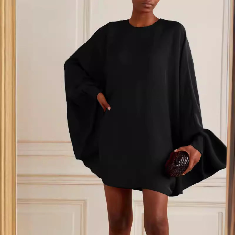 Long Sleeve Color Round Neck Mini Dress