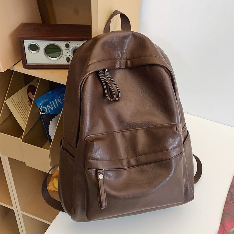 Forest-inspired Minimalist Large-capacity Soft-leather Backpack
