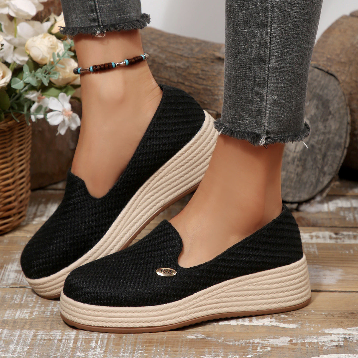 Women's Canvas Thick-soled Wedge Shoes
