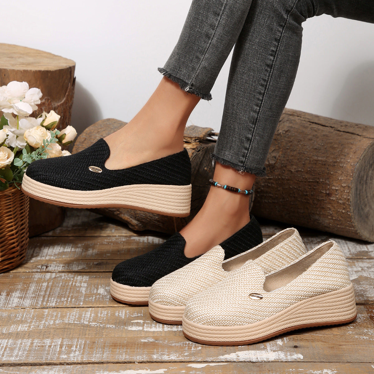 Women's Canvas Thick-soled Wedge Shoes
