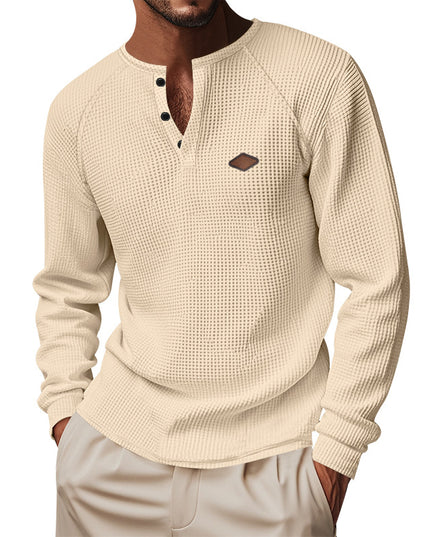 Waffle Buckle Quick-drying Raglan Henry Long Sleeve