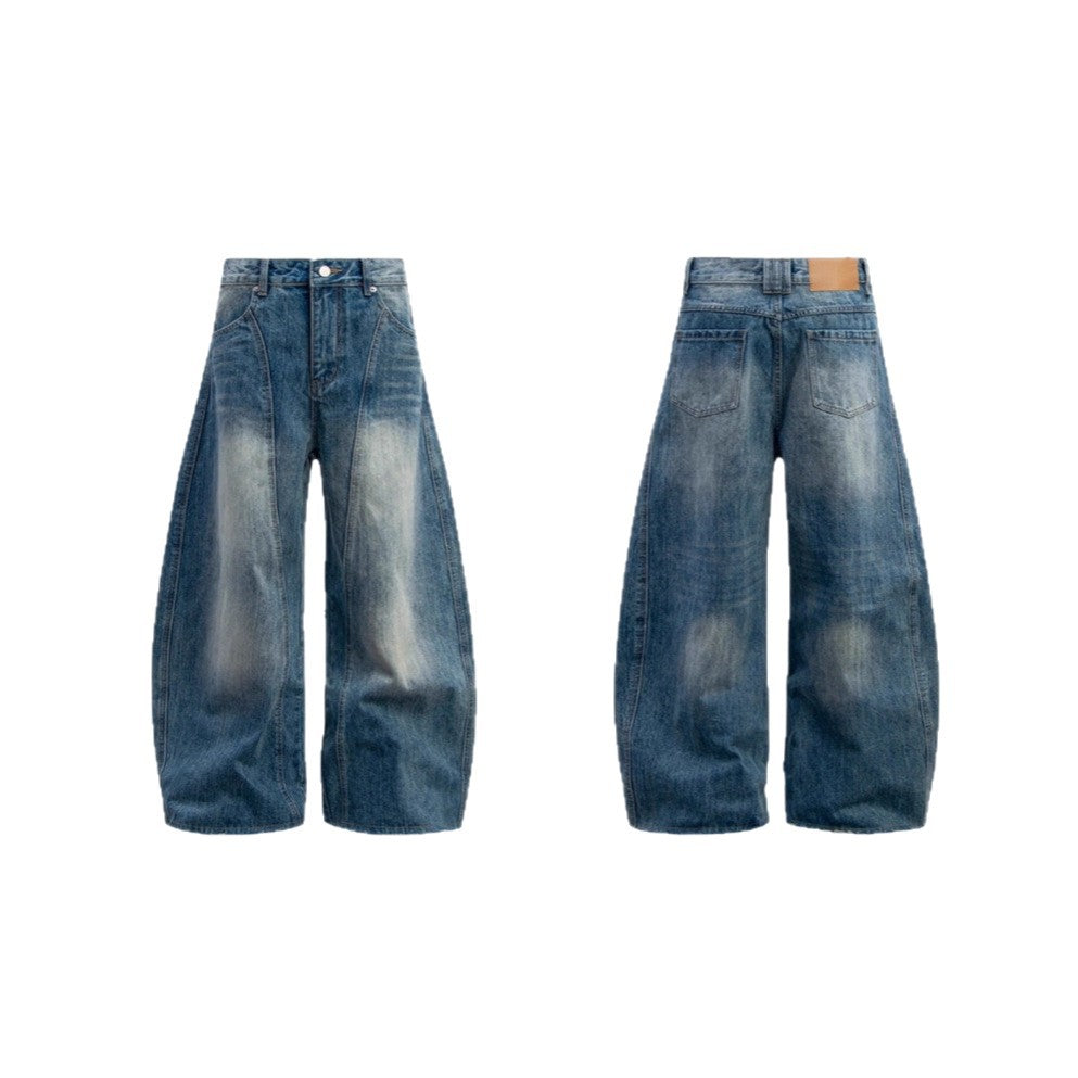American-style Vintage Washed, Distressed Silhouette Bootcut Jeans