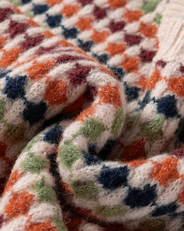Multicolour Dotty Striped Pattern Knit Drop Shoulder Sweater