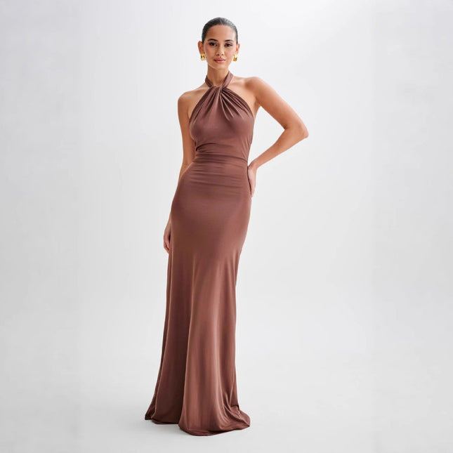 Bodycon Halter Dress Backless Shape Fit Maxi Dress