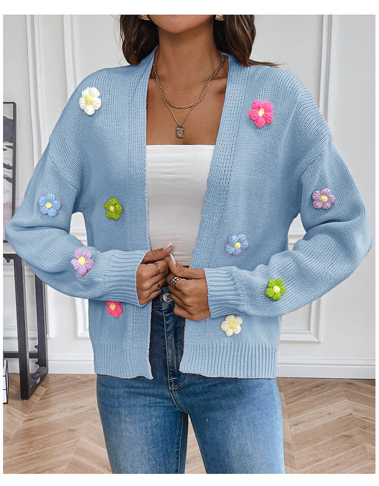 Flower Sweet Knitted Cardigan Sweater Coat