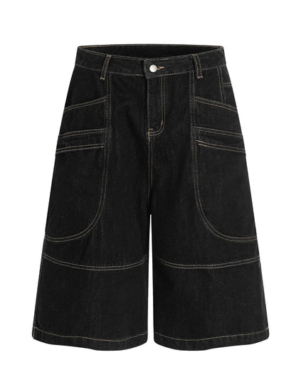 Retro Unisex Washed Mens Loose Denim Shorts