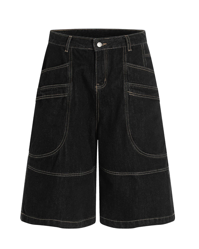 Retro Unisex Washed Mens Loose Denim Shorts