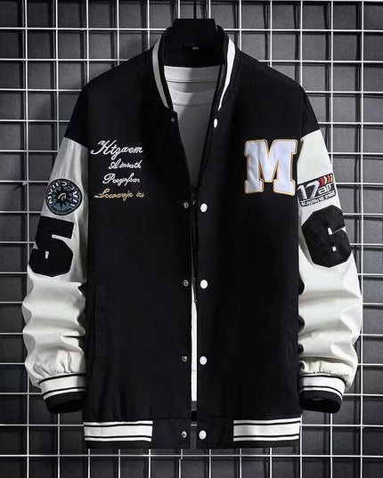 Men's Baseball Jacket Fashion Casual Letter Number Print Button-down Tops Streetwear Clothing
