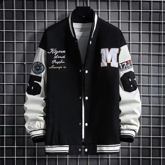 Men's Baseball Jacket Fashion Casual Letter Number Print Button-down Tops Streetwear Clothing