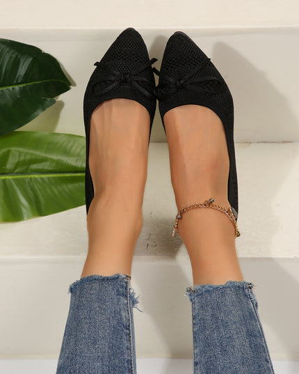 Bow Knitted Loafers Ins Fashion Pointed-toed Flats Shoes For Women