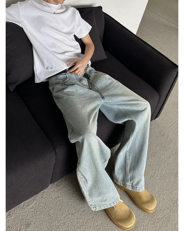 Light-blue Washed-in-wash-and-wear Jeans For Men That Go With Everything