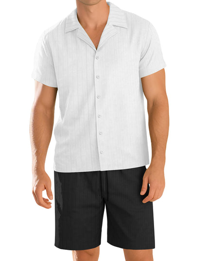 Mens Commuter Casual Button-Down Short-Sleeve Shirt Set