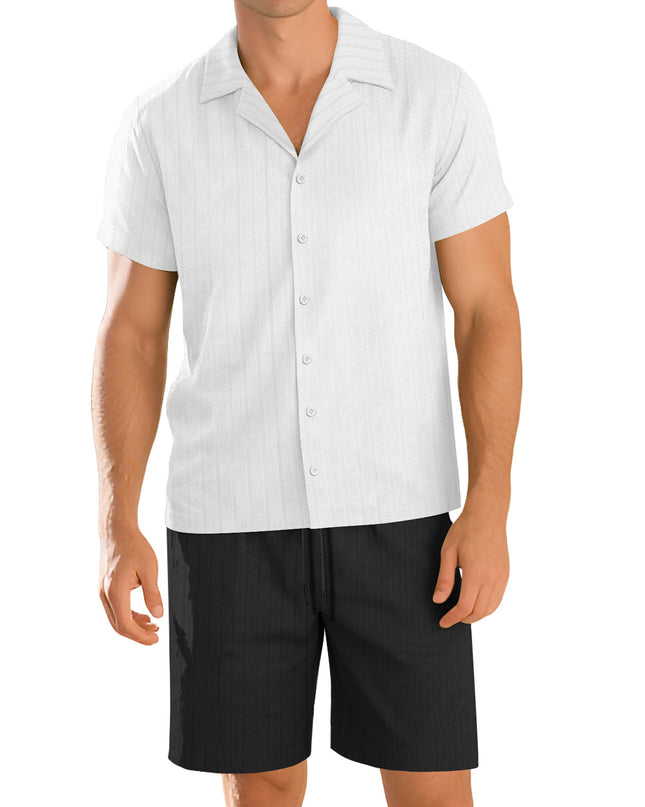 Mens Commuter Casual Button-Down Short-Sleeve Shirt Set